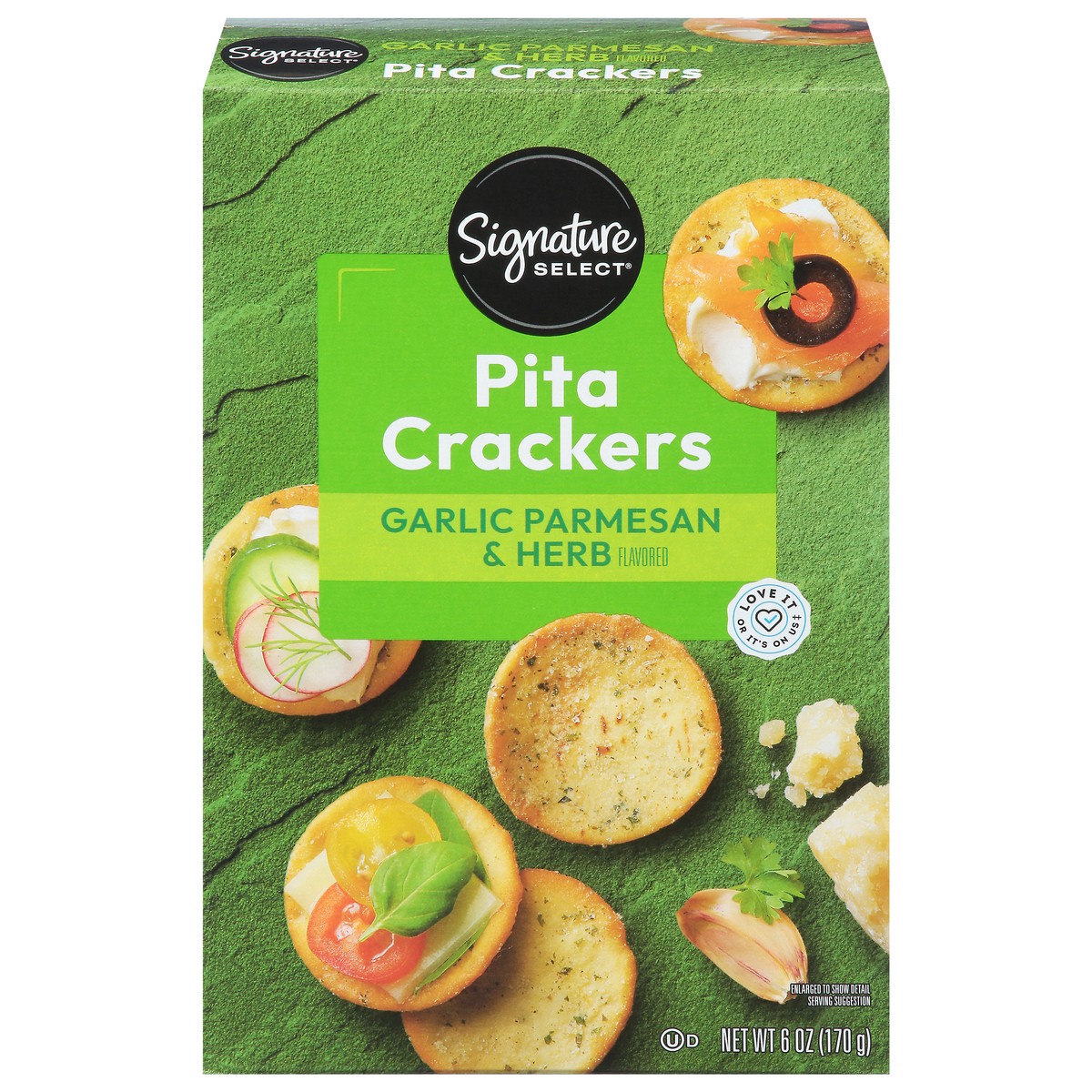 slide 1 of 9, Signature Select Garlic Parmesan & Herb Pita Crackers 6 oz, 6 oz