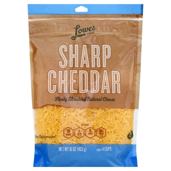 slide 1 of 1, Lowes Foods Fancy Shredded Sharp Cheddar Cheese, 16 oz