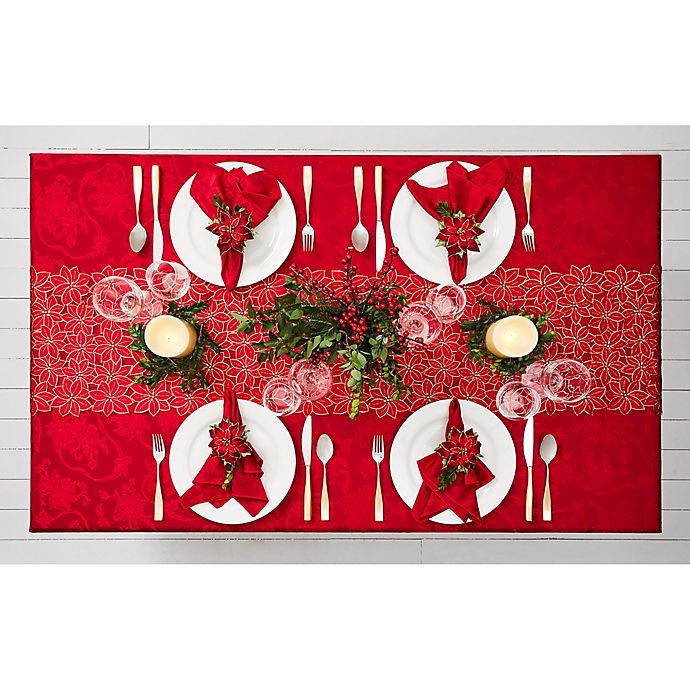 slide 4 of 5, Winter Wonderland Christmas Ribbons Oval Tablecloth - White, 60 in x 84 in