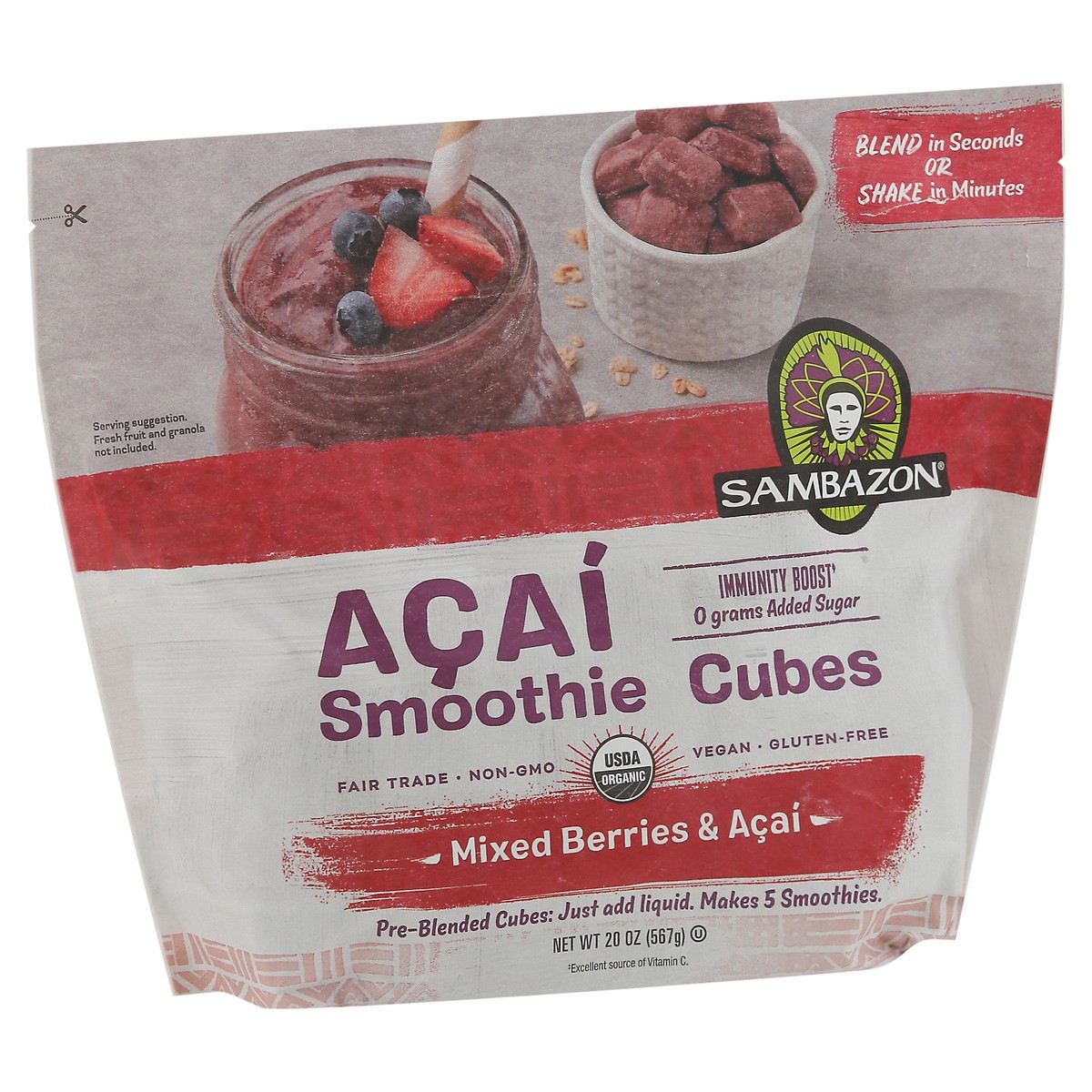 slide 4 of 9, Sambazon Mixed Berries & Acai Smoothie Cubes 20 oz, 20 oz