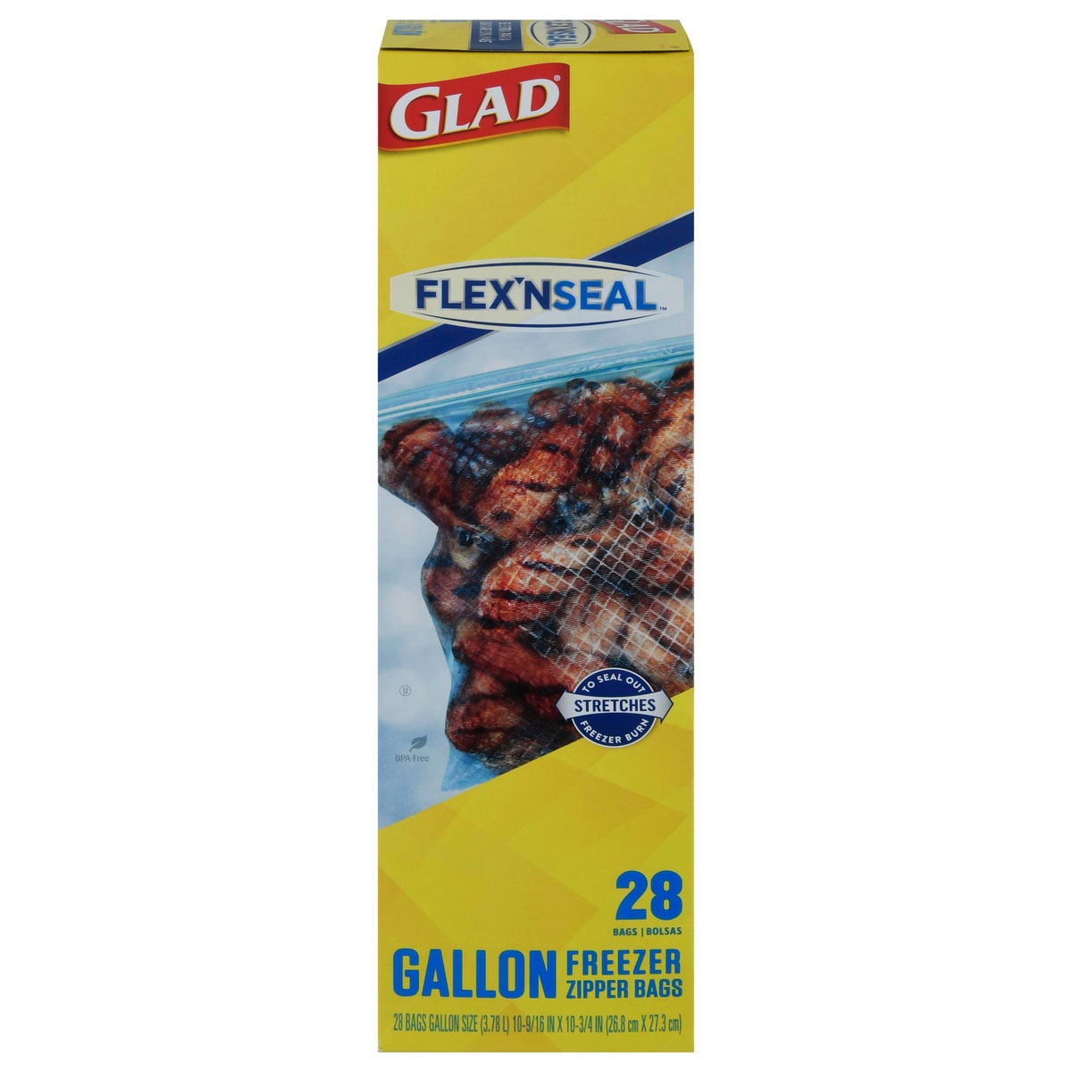 Glad Flex N Seal Freezer Storage Plastic Bags 1 Gallon - 28 Count