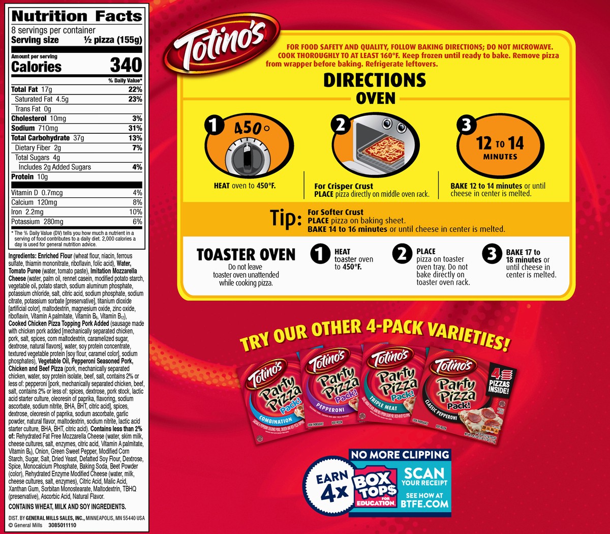 slide 12 of 13, Totino's Supreme Party Pizza Pack 4 ea, 4 ct