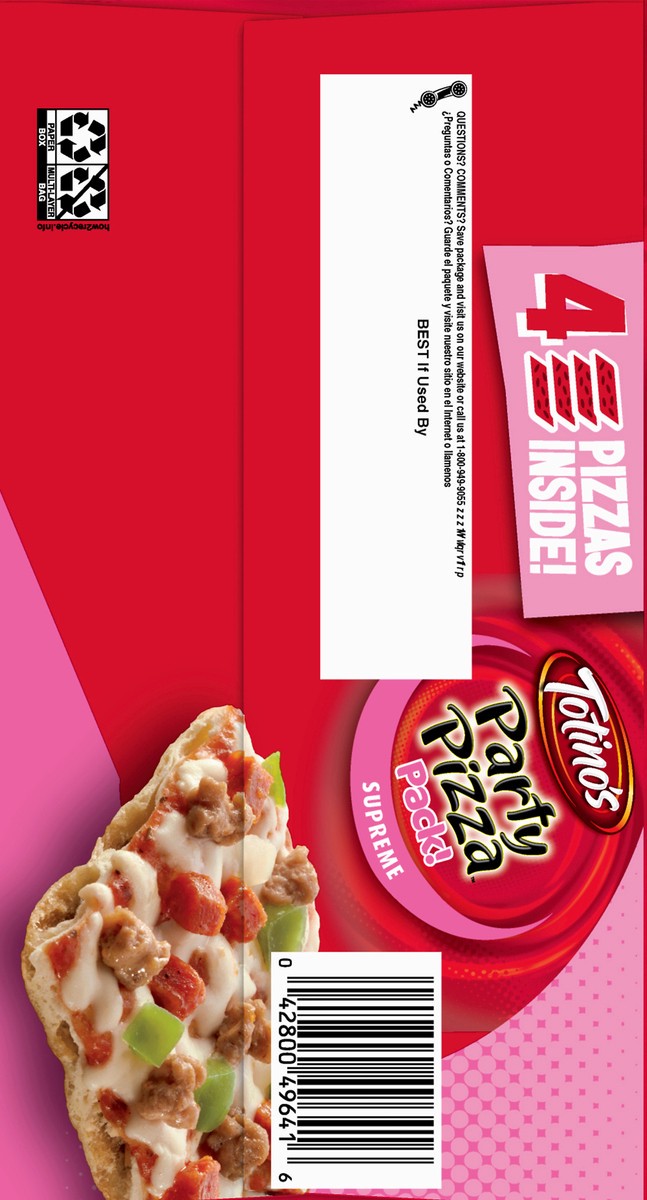 slide 4 of 13, Totino's Supreme Party Pizza Pack 4 ea, 4 ct