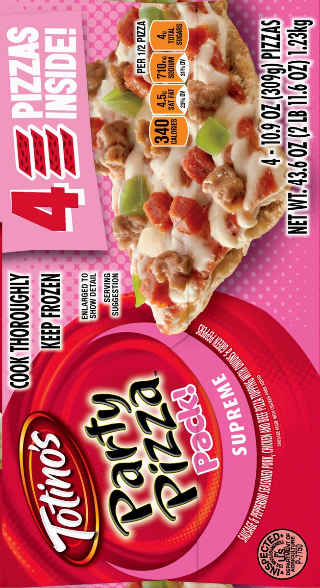 slide 5 of 13, Totino's Supreme Party Pizza Pack 4 ea, 4 ct