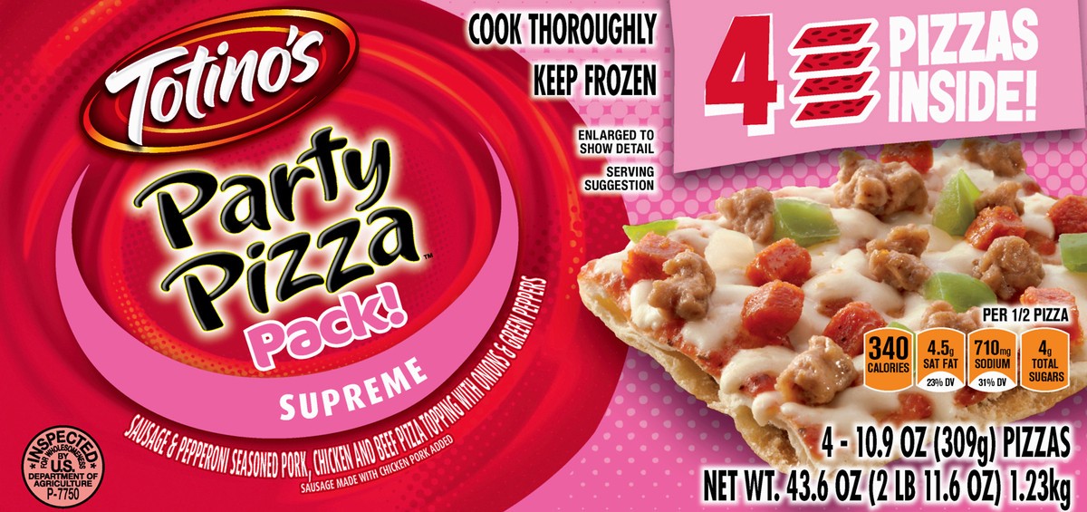 slide 6 of 13, Totino's Supreme Party Pizza Pack 4 ea, 4 ct