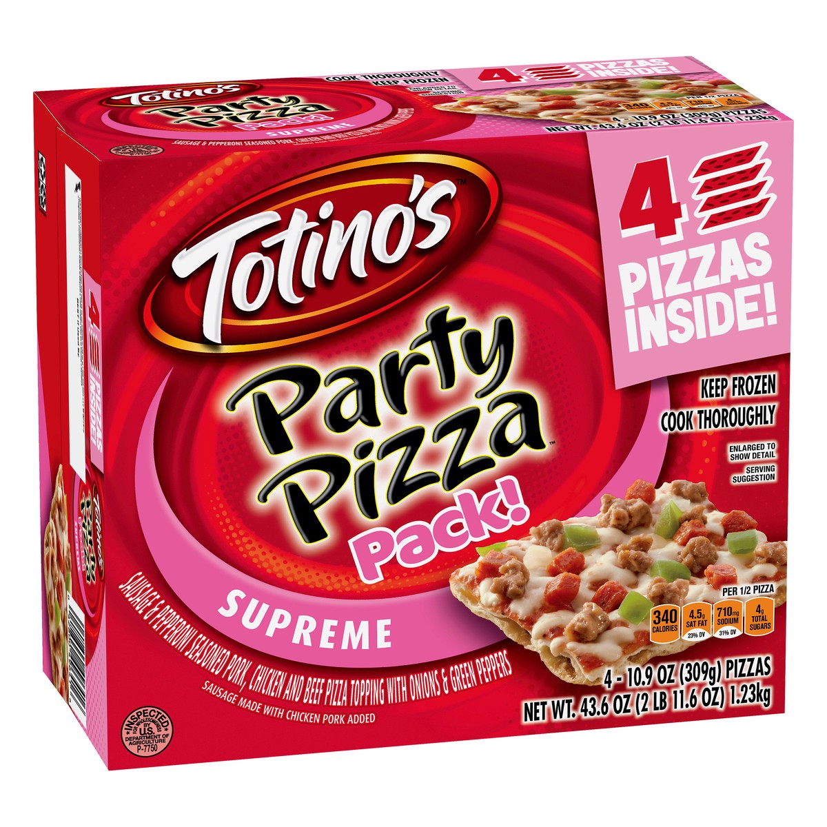 slide 9 of 13, Totino's Supreme Party Pizza Pack 4 ea, 4 ct