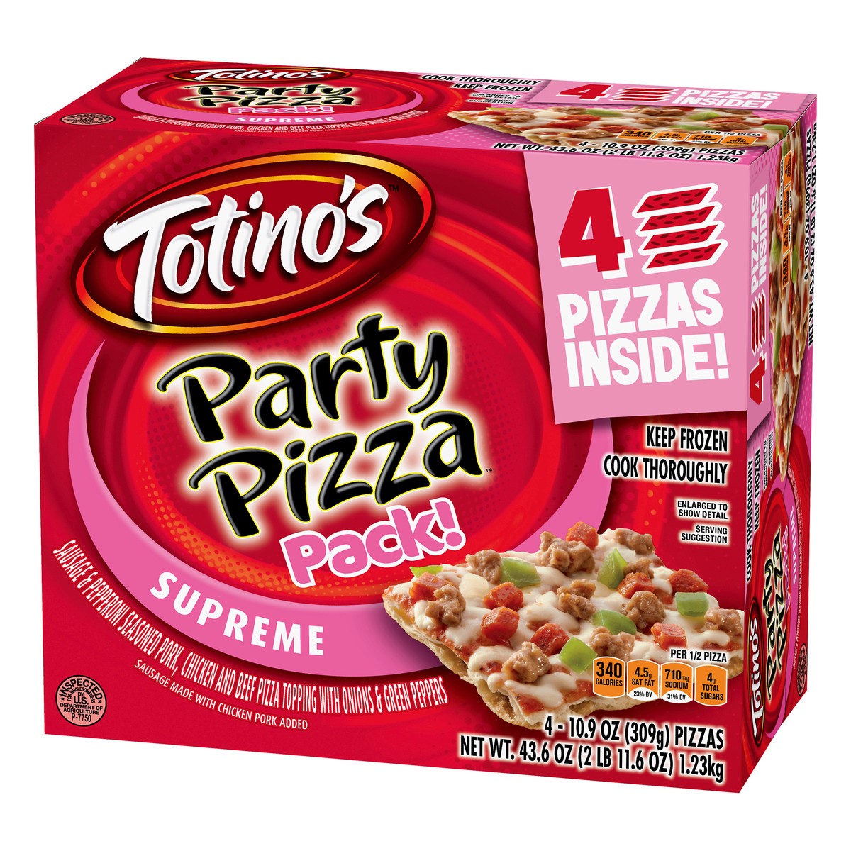 slide 10 of 13, Totino's Supreme Party Pizza Pack 4 ea, 4 ct