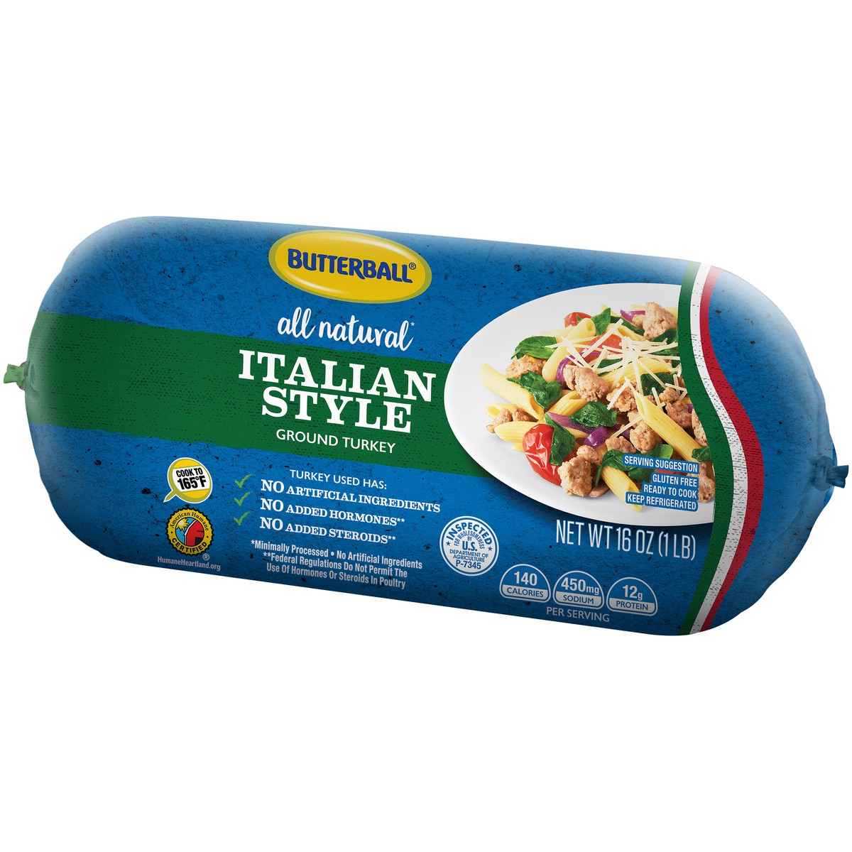 slide 3 of 6, Butterball All Natural Italian Style Ground Turkey 16 oz. Pack, 16 oz