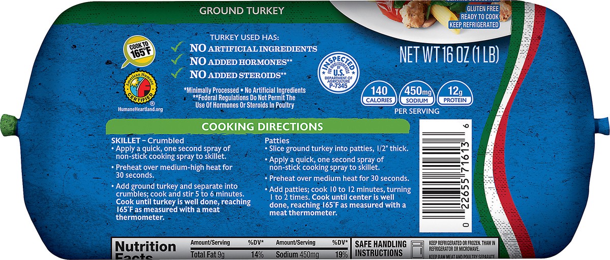 slide 6 of 6, Butterball All Natural Italian Style Ground Turkey 16 oz. Pack, 16 oz