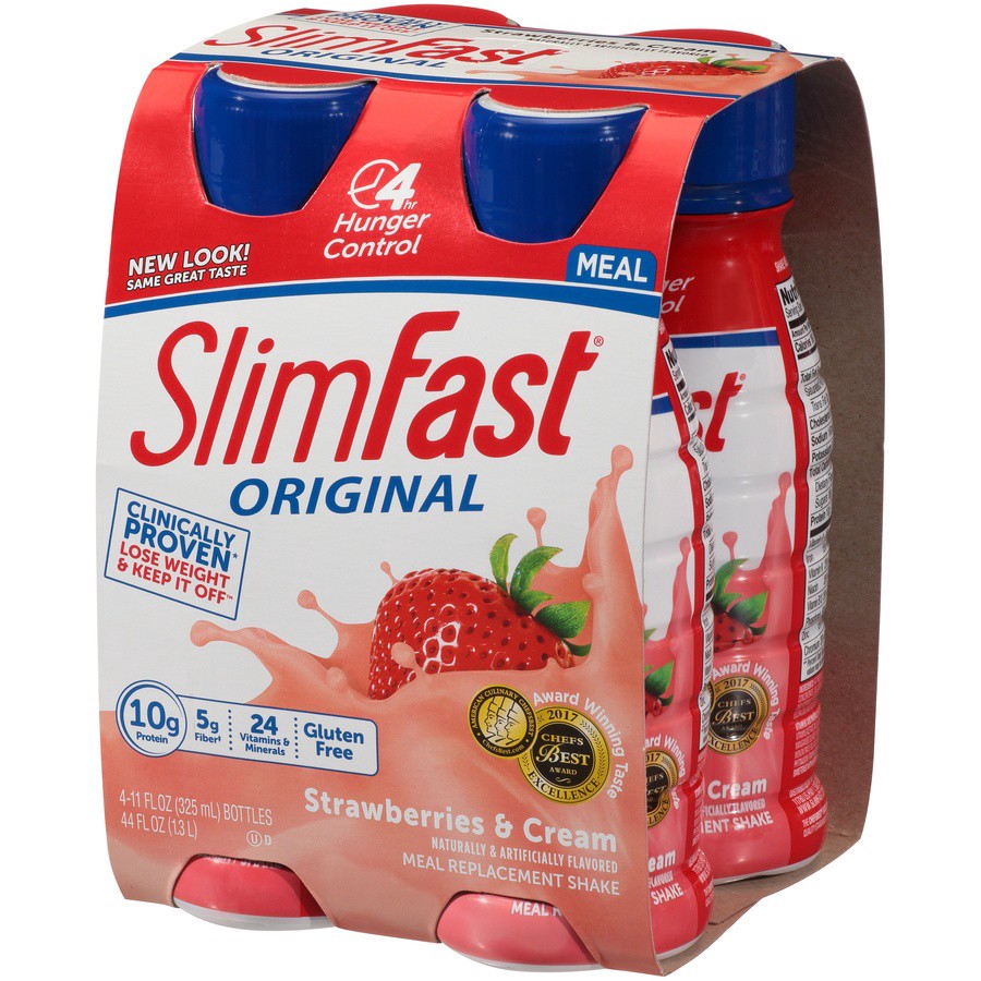 slide 11 of 17, SlimFast Original Ready to Drink Meal Replacement Shake, Strawberries & Cream, 4 ct; 11 fl oz