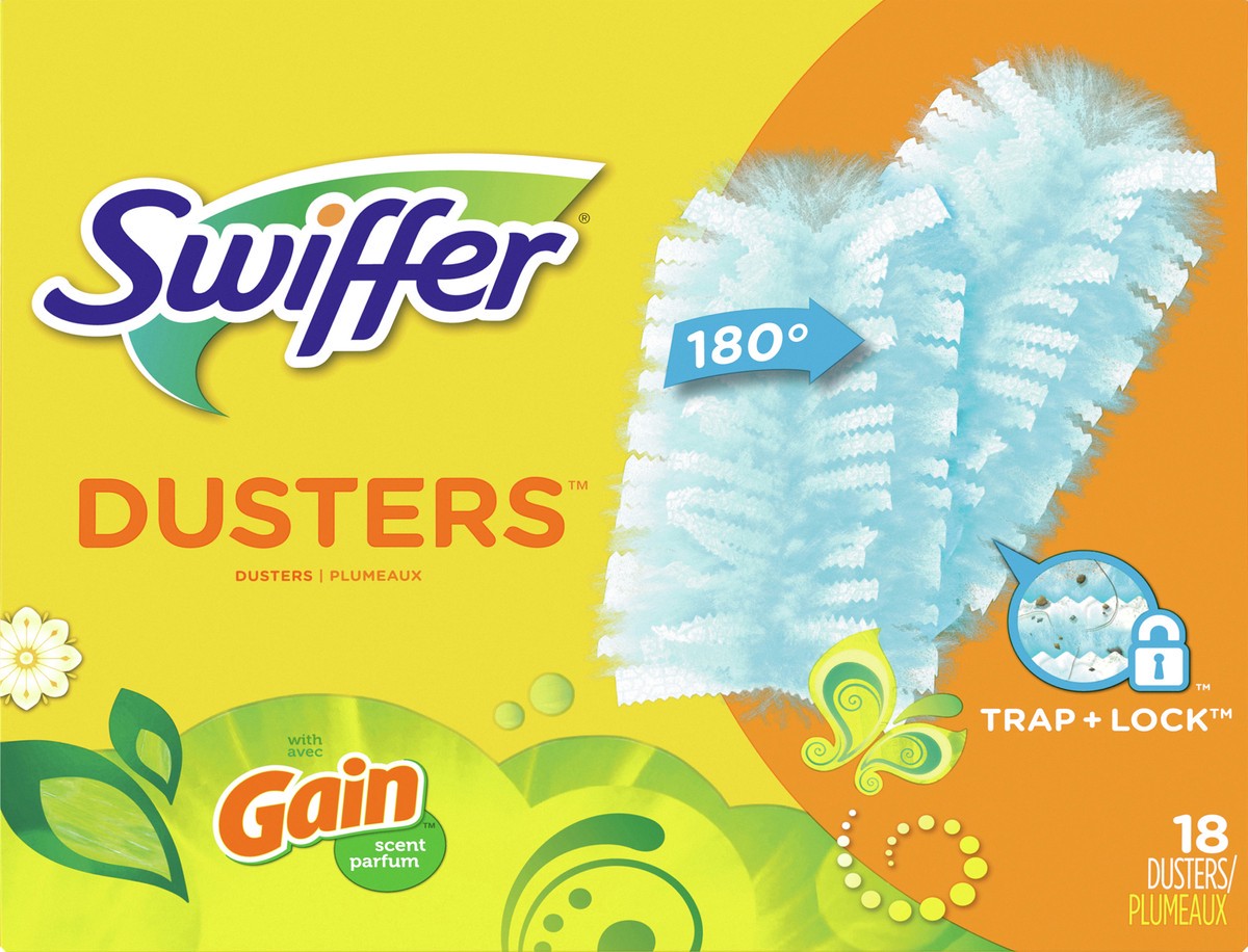 slide 1 of 5, Swiffer Dusters Refill for Cleaning, Feather & Microfiber Duster Alternative, Gain, 18ct, 18 ct