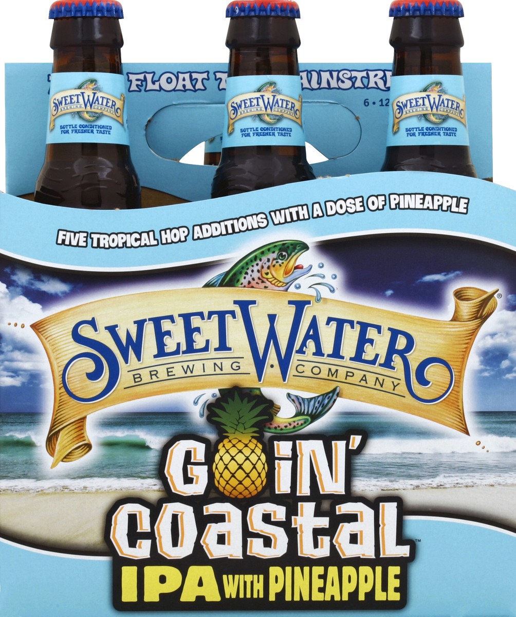 slide 4 of 4, SweetWater Brewing Company Goin Coastal Pineapple IPA Beer, 6 ct; 12 oz