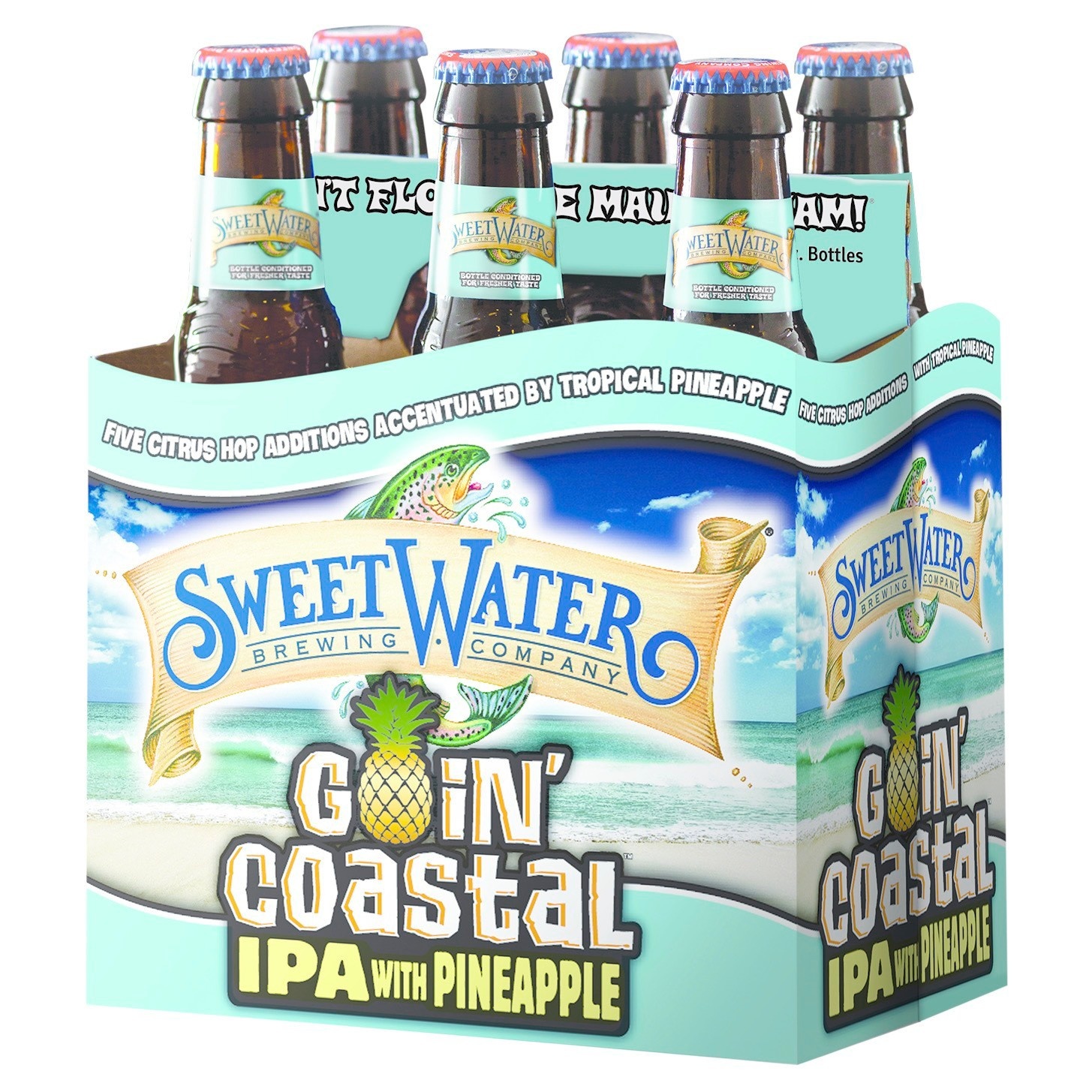 slide 1 of 4, SweetWater Brewing Company Goin Coastal Pineapple IPA Beer, 6 ct; 12 oz