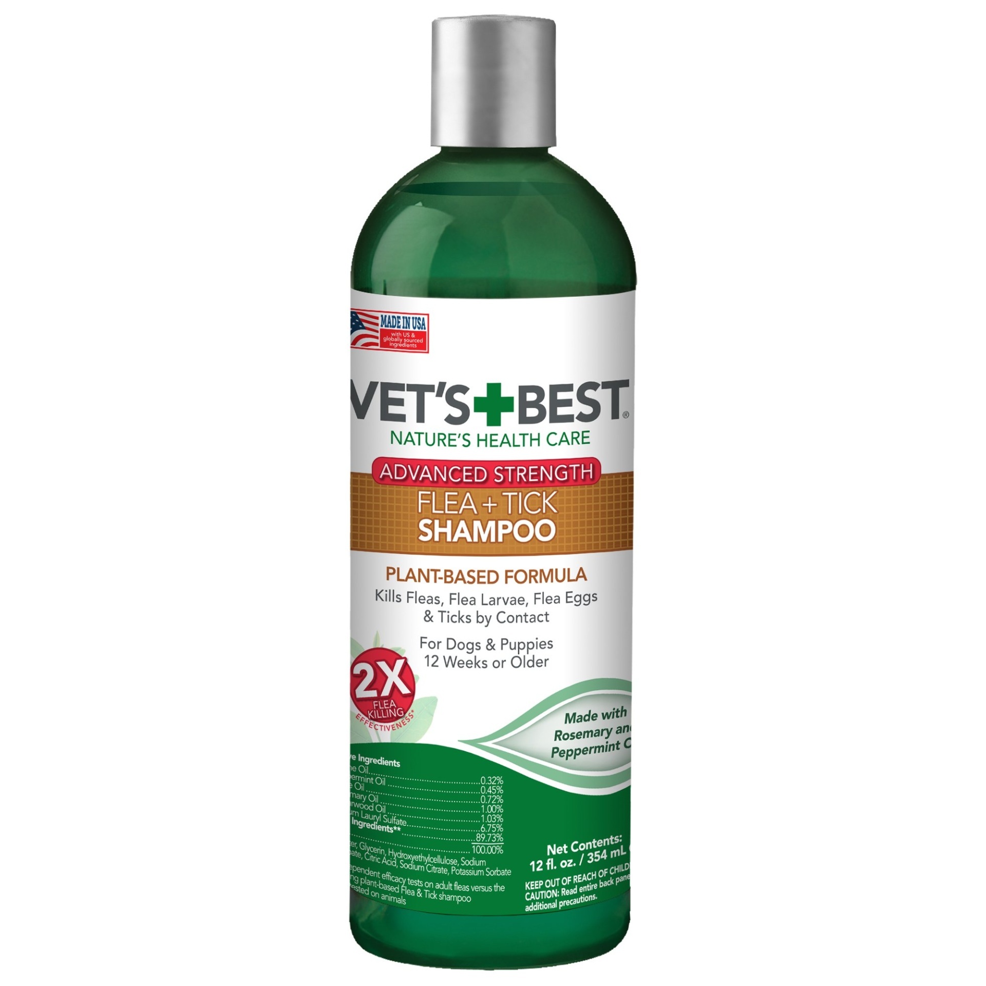 slide 1 of 1, Vet's Best Advanced Strength Flea + Tick Dog Shampoo, 12 fl oz