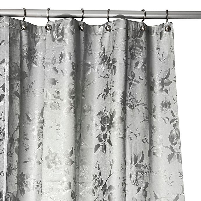 slide 3 of 4, India Ink Etched Rose Shower Curtain - Grey, 1 ct