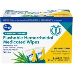 Kroger Maximum Strength Flushable Hemorrhoidal Medicated Wipes