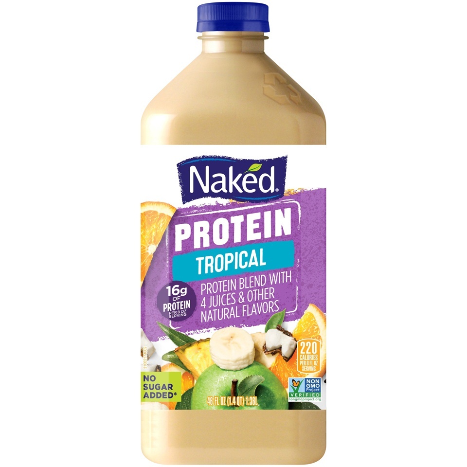 slide 1 of 2, Naked Juice Protein Zone Fruit Smoothie, 46 oz