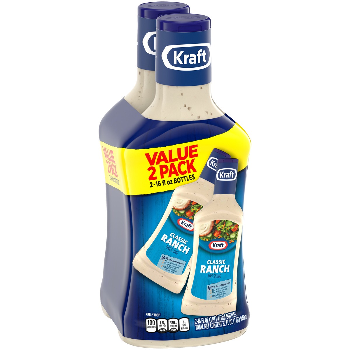 slide 9 of 9, Kraft Classic Ranch Salad Dressing Value Pack, 2 ct Pack, 16 fl oz Bottles, 32 oz