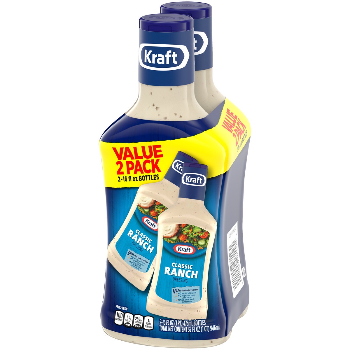 slide 3 of 9, Kraft Classic Ranch Salad Dressing Value Pack, 2 ct Pack, 16 fl oz Bottles, 32 oz