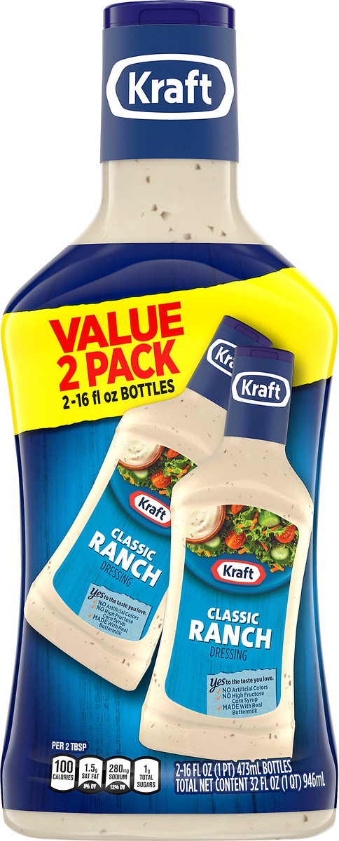 slide 4 of 9, Kraft Classic Ranch Salad Dressing Value Pack, 2 ct Pack, 16 fl oz Bottles, 32 oz