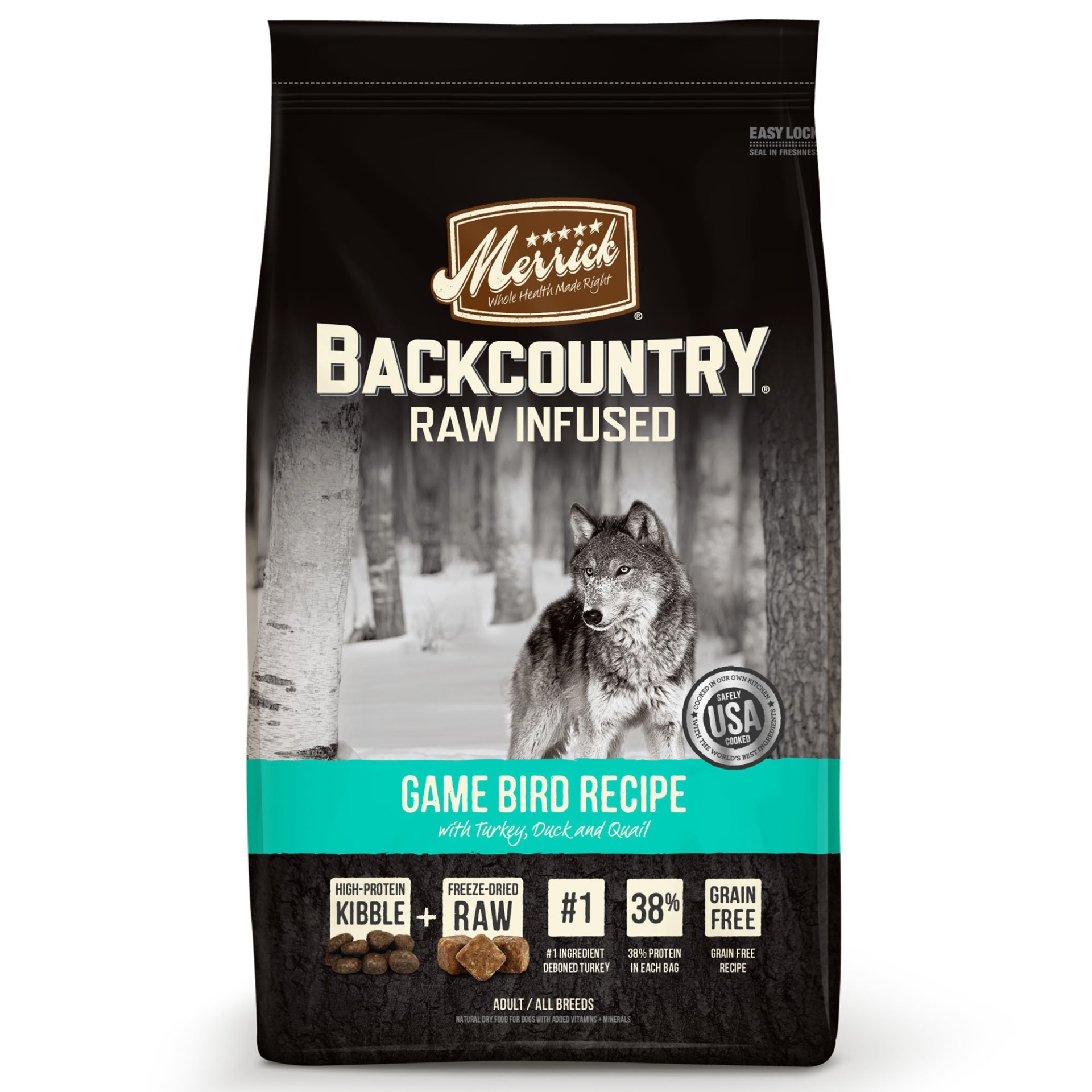 slide 1 of 1, Merrick Backcountry Grain Free Raw Infused Game Bird Dry Dog Food, 12 lb
