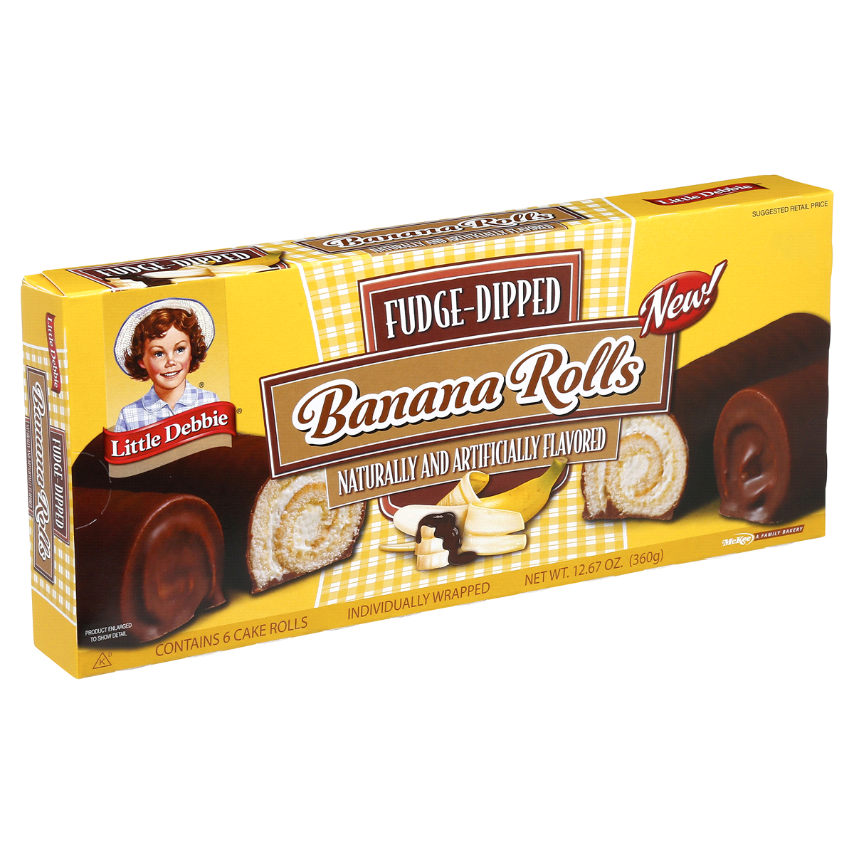 slide 4 of 7, Little Debbie Fudge-Dipped Banana Rolls, 6 ct; 12.67 oz