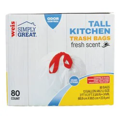 Weis Quality 13 Gallon Drawstring Fresh Scent Tall Kitchen Trash Bags