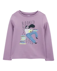 Oshkosh Kid Booked & Busy Long-Sleeve Graphic Tee - Purple Purple XL