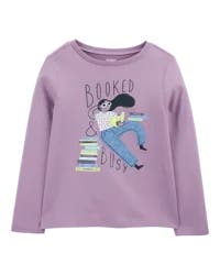 Oshkosh Kid Booked & Busy Long-Sleeve Graphic Tee - Purple Purple XL