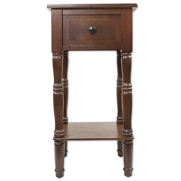 slide 1 of 3, Decor Therapy Simplify 1-Drawer Square Accent Table - Walnut, 1 ct