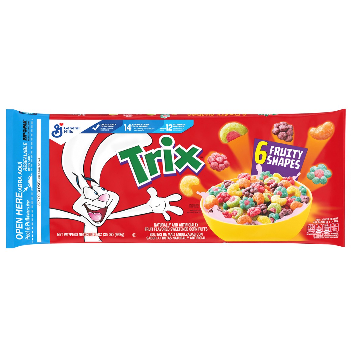 slide 1 of 14, Trix, Cereal, Fruit Flavored Corn Puffs, 35 oz, 35 oz