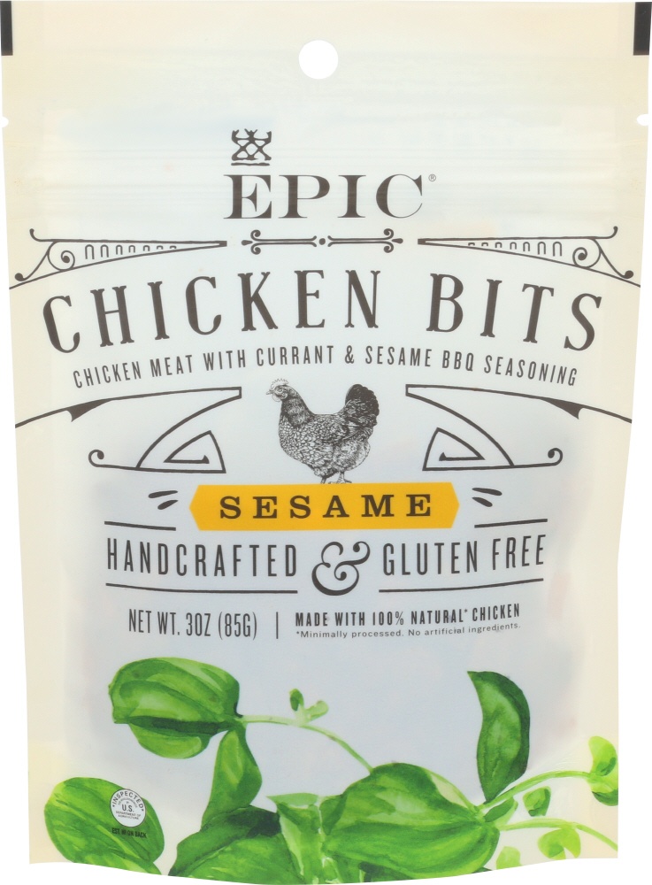 slide 1 of 1, Epic Chicken Bits with Currant & Sesame BBQ Seasoning, 3 oz