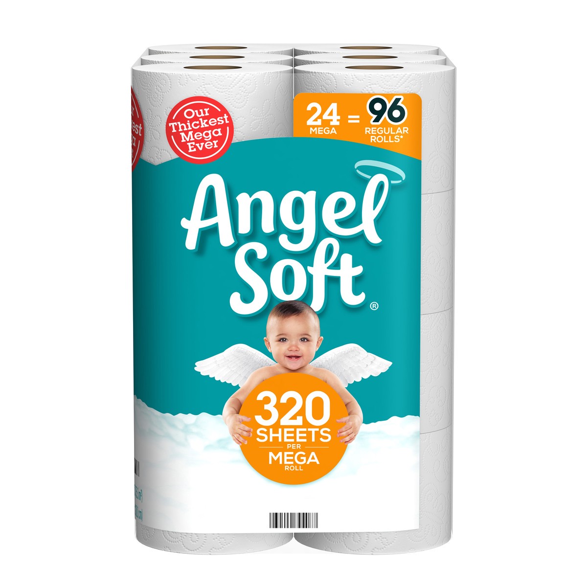 slide 2 of 6, Angel Soft Bathroom Tissue, Unscented, Mega Roll, 2-Ply, 24 ct