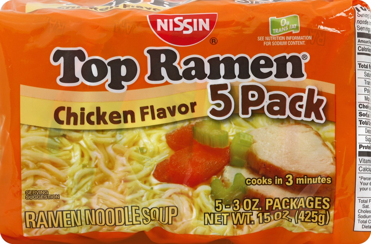 slide 2 of 5, Nissin Soup, Ramen Noodle, Chicken Flavor, 5 Pack, 5 ct