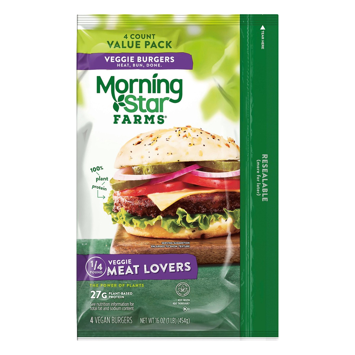 slide 1 of 5, MorningStar Farms Veggie Burgers, Meat Lovers, 16 oz, 4 Count, Frozen, 16 oz