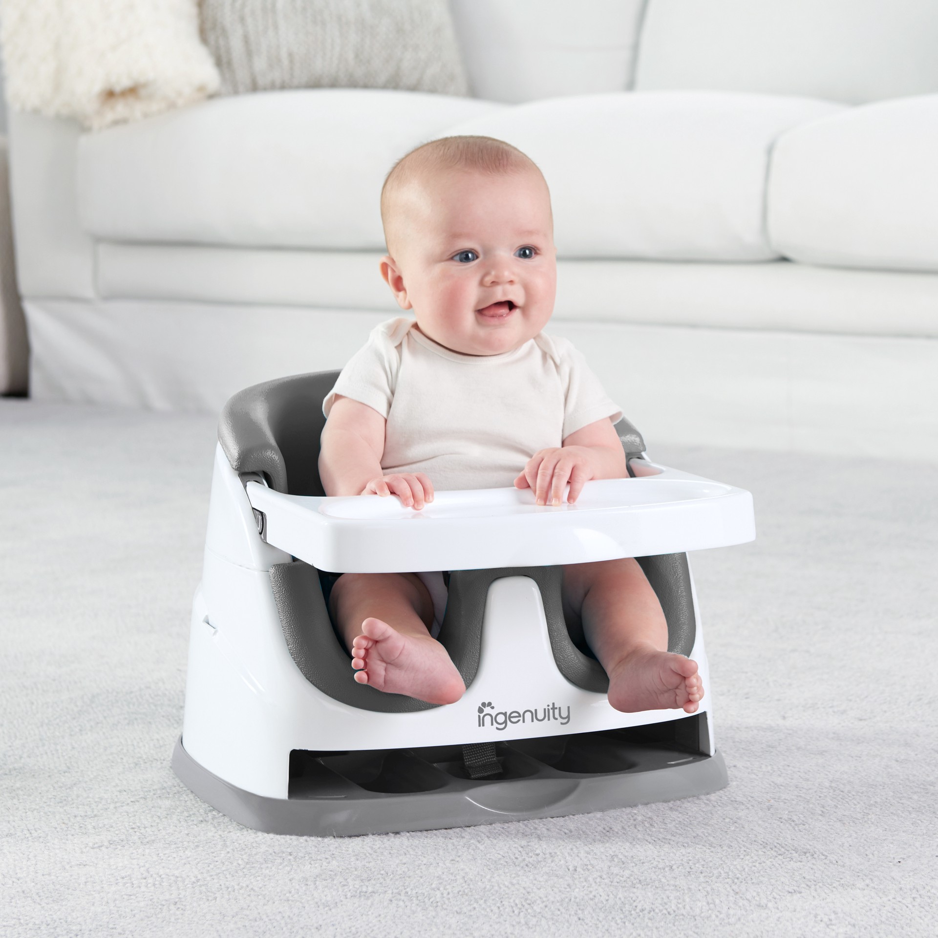 slide 4 of 10, Ingenuity Baby Base 2-in-1 Booster Feeding and Floor Seat, Slate, 1 cnt