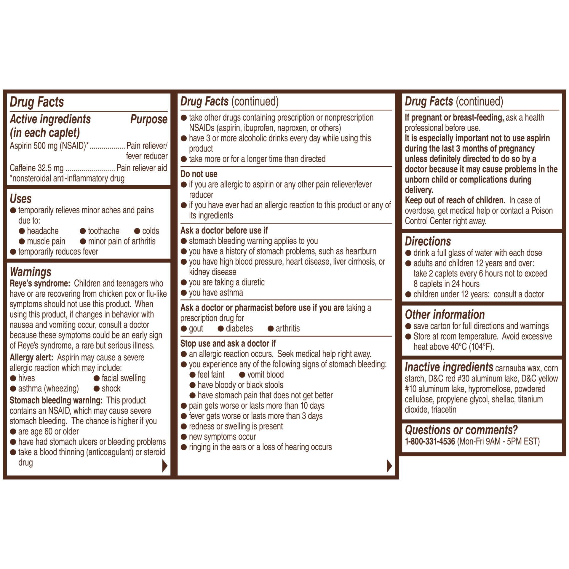 Bayer Headache Aspirin Coated Tablets with Caffeine 50 ct Shipt