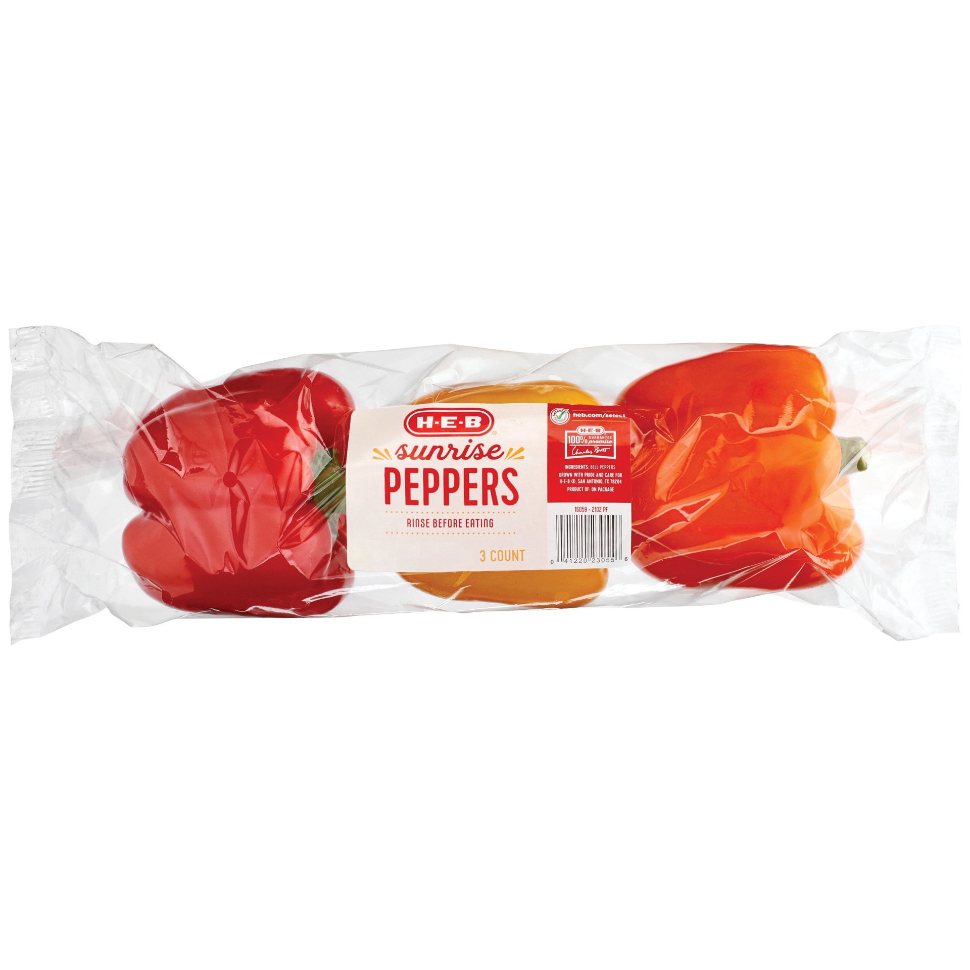 slide 1 of 1, H-E-B Fresh Sunrise Bell Peppers, 3 ct