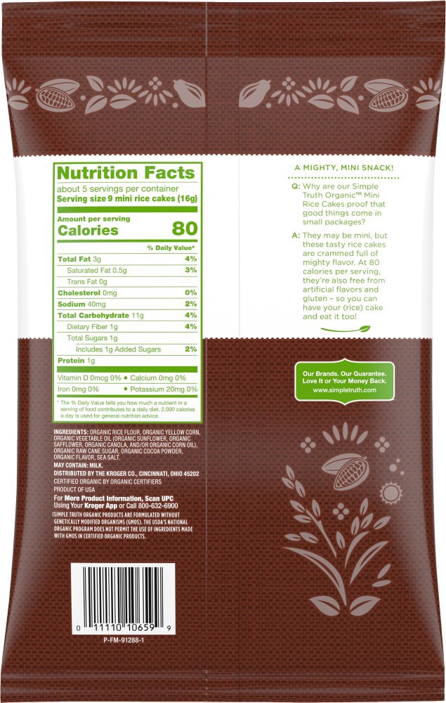 slide 3 of 3, Simple Truth Organic Chocolate Mini Rice Cakes, 3 oz