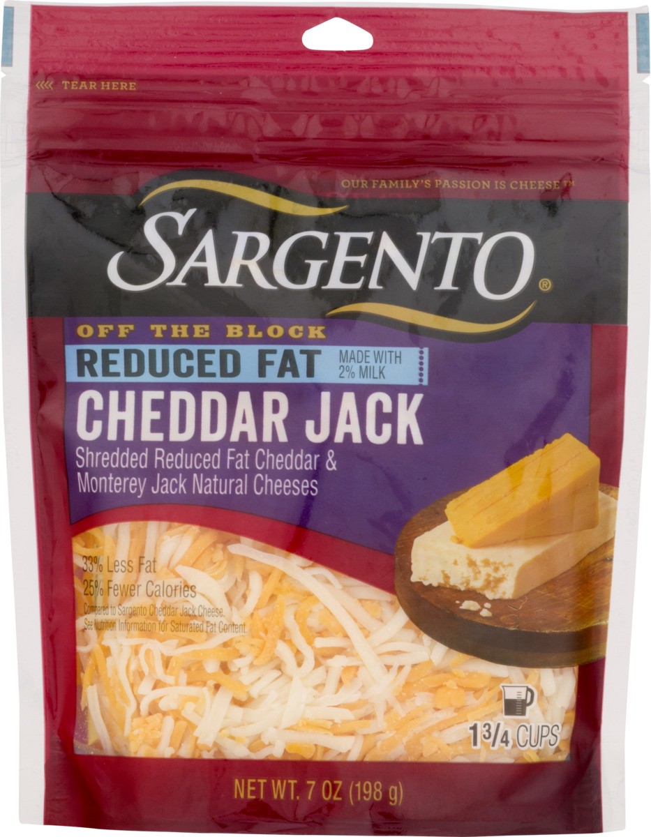 slide 9 of 9, Sargento Shredded Reduced Fat Cheddar Jack Natural Cheese, 7 oz., 7 oz