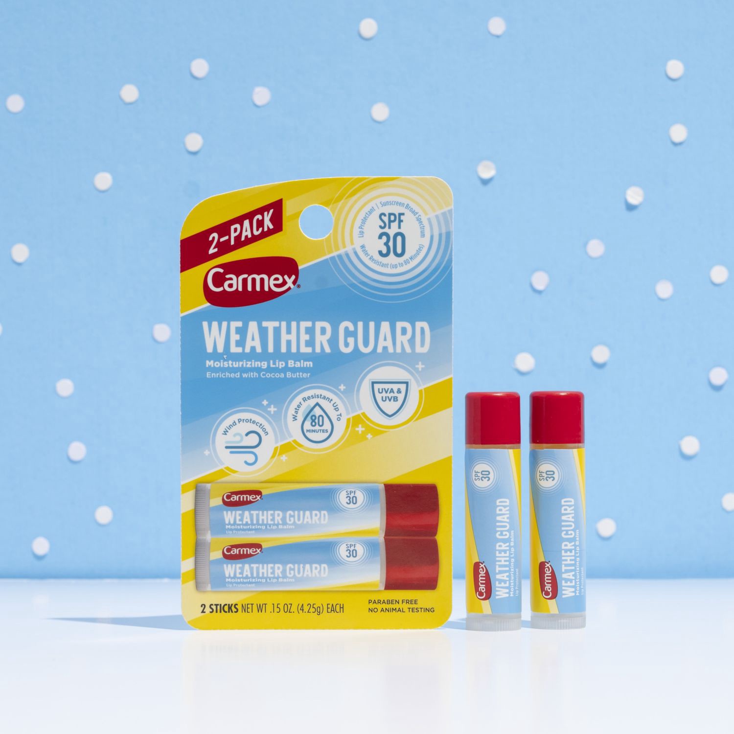 slide 2 of 5, Carmex Weather Guard Moisturizing Lip Balm 2 - 0.15 oz Sticks, 2 ct