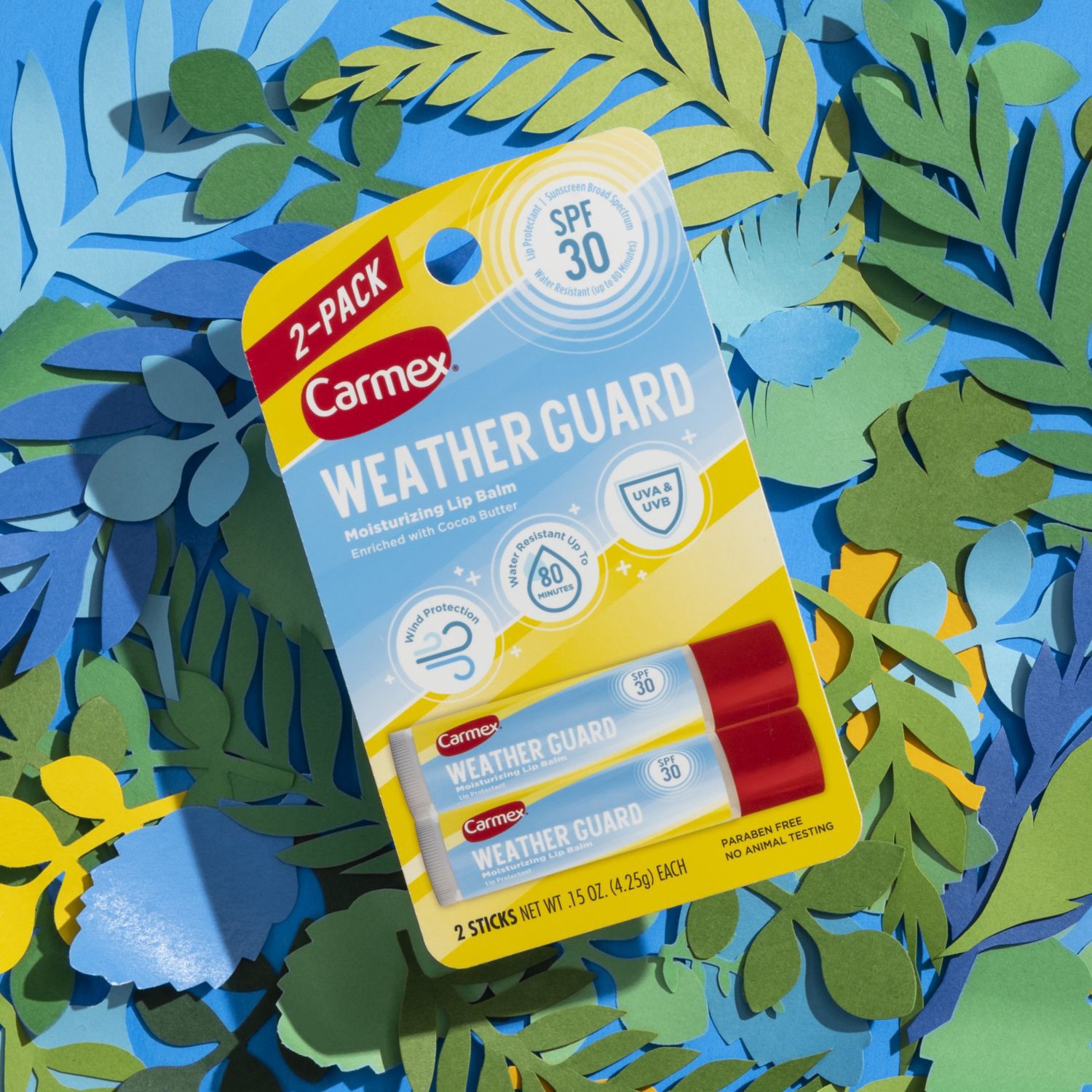 slide 4 of 5, Carmex Weather Guard Moisturizing Lip Balm 2 - 0.15 oz Sticks, 2 ct