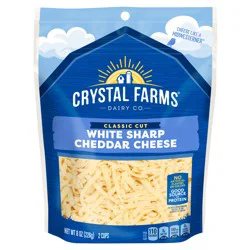 Crystal Farms Shredded White Sharp Cheddar Cheese, 8 oz