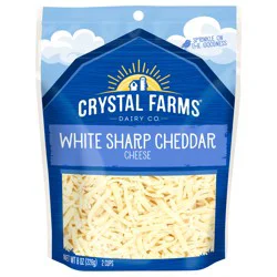 Crystal Farms Shredded White Sharp Cheddar Cheese, 8 oz