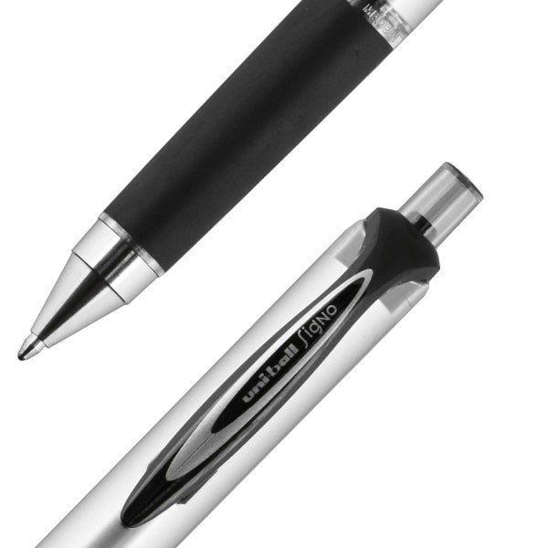 slide 3 of 8, uni-ball Rt Retractable Gel Pens, Gel Impact, Bold Point, 1.0 Mm, Silver Barrels, Black Ink, Pack Of 4, 4 ct