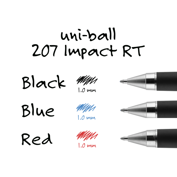 slide 7 of 8, uni-ball Rt Retractable Gel Pens, Gel Impact, Bold Point, 1.0 Mm, Silver Barrels, Black Ink, Pack Of 4, 4 ct