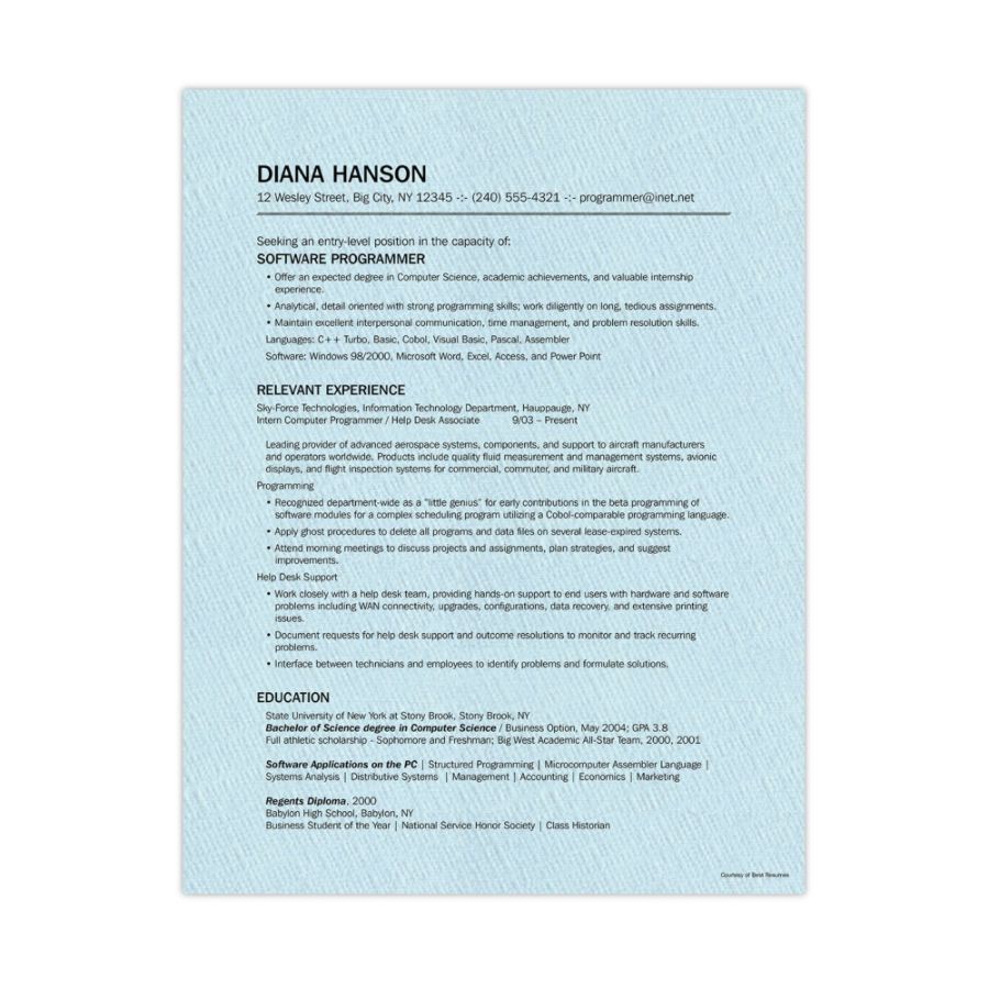 slide 2 of 4, Southworth Cotton Linen Resume Paper - Blue, 100 ct; 8 1/2 in x 11 in; 32 lb