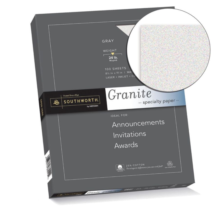 slide 4 of 4, Southworth Granite Specialty Paper, 75% Recycled, Gray, 100 ct