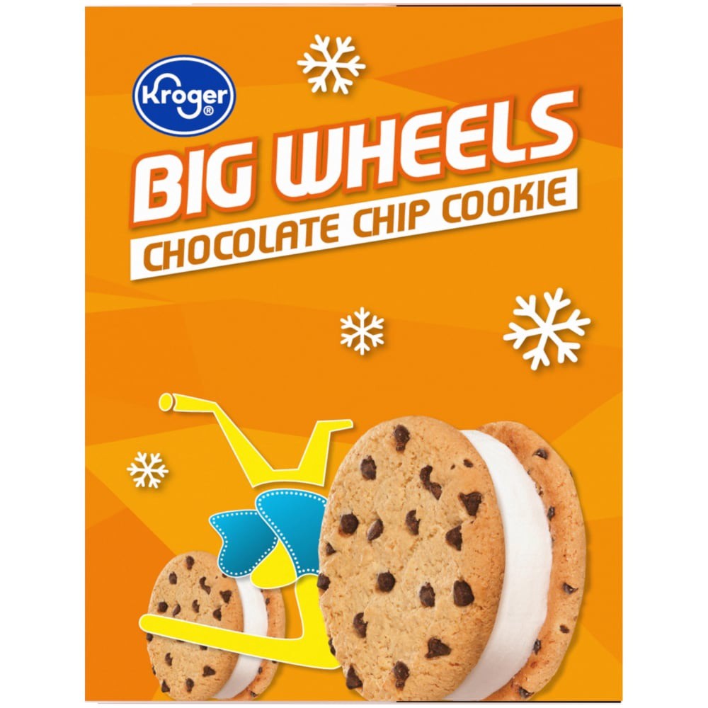 slide 4 of 5, Kroger Big Wheels Round Ice Cream Sandwiches - Vanilla And Chocolate Chip, 6 ct