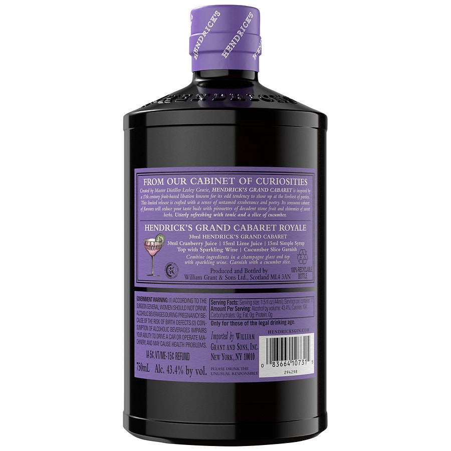 slide 3 of 3, Hendrick's Grand Cabaret Gin, 750 ml